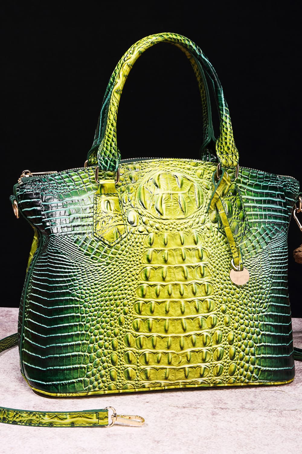 Gradient PU Leather Handbag. Yellow/Green.