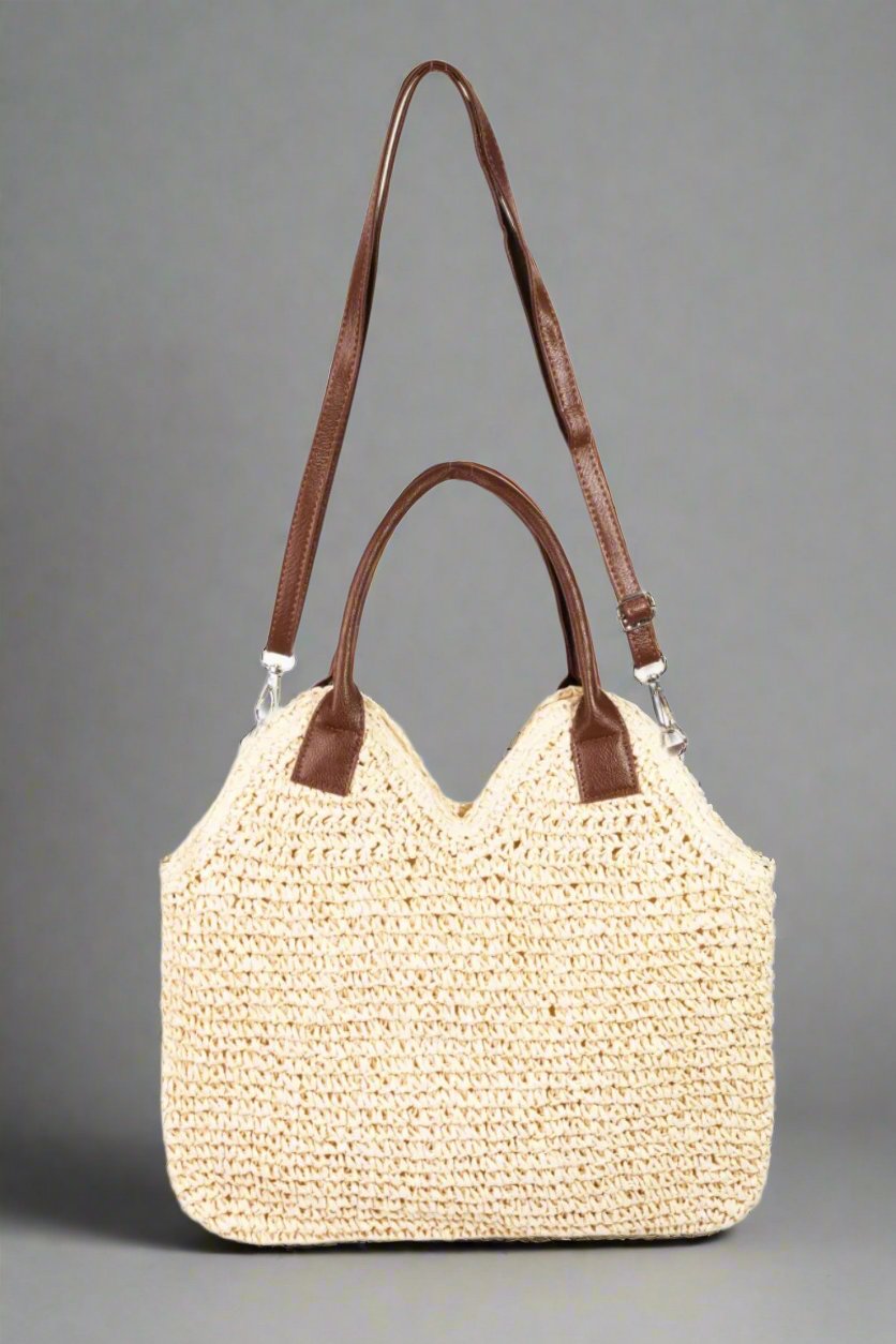 Straw Braided Shoulder Bag. IV Color.