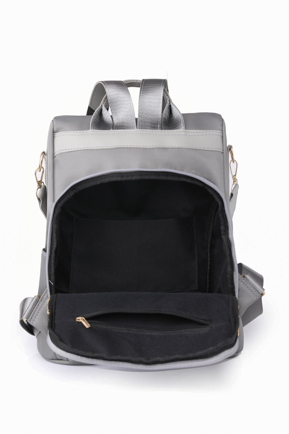  Zipper Pocket Beaded Backpack. Dark Grey.