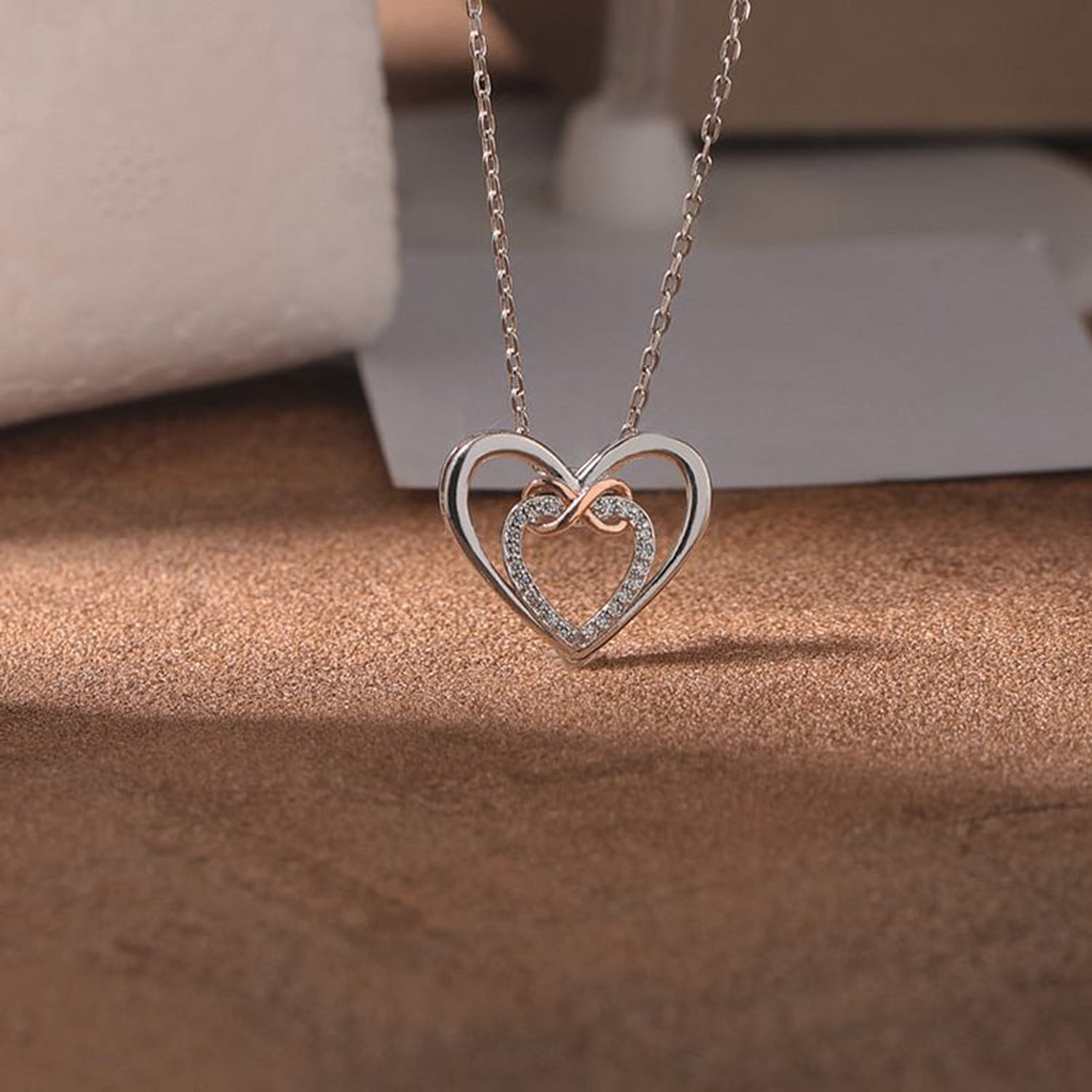 Heart Shape Sterling Silver Necklace.