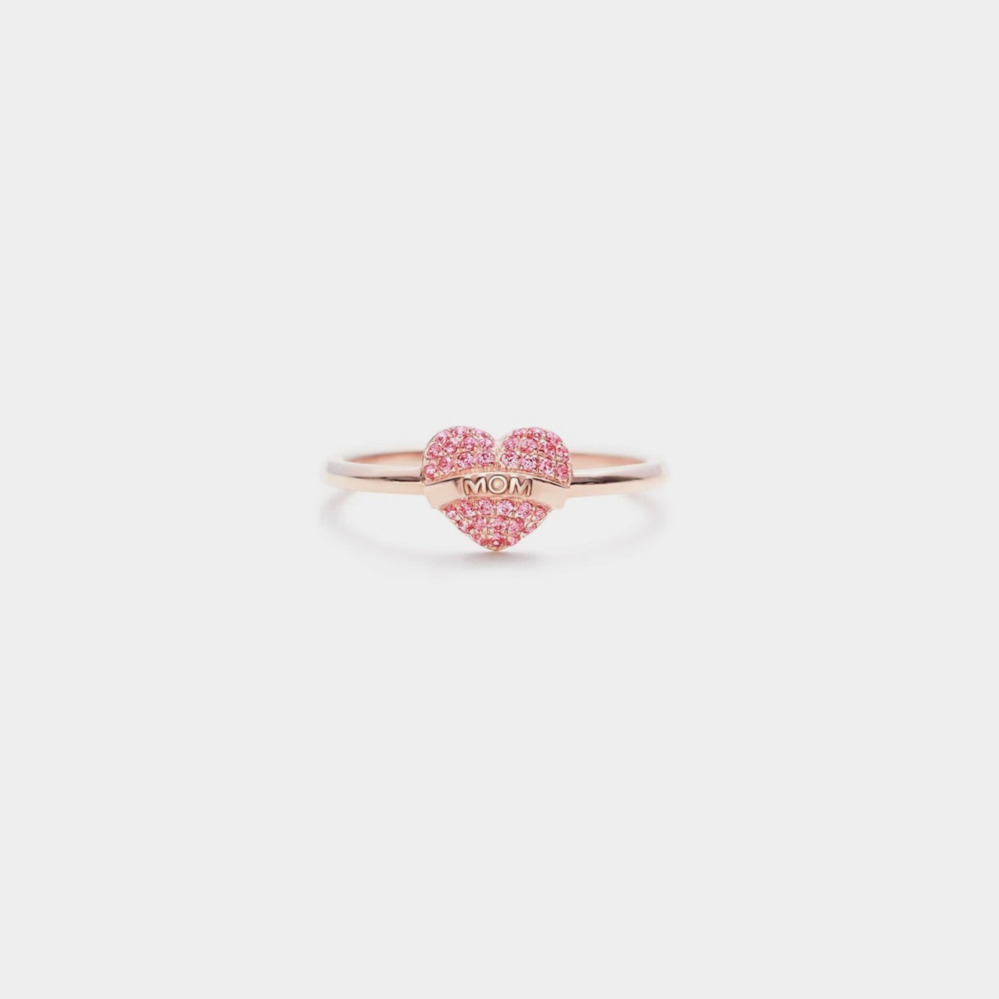 Heart Shape Sterling Silver MOM Engraved Ring. Rose Gold.