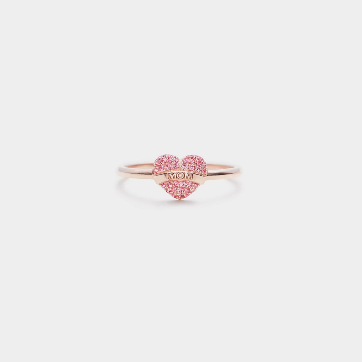 Heart Shape Sterling Silver MOM Engraved Ring. Rose Gold.