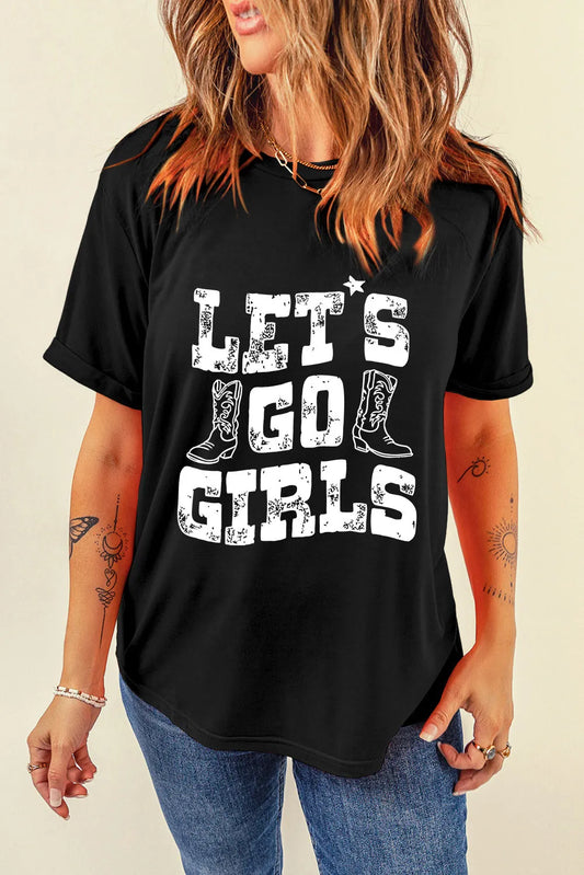 Let's Go Girls Graphic T-Shirt. Black.