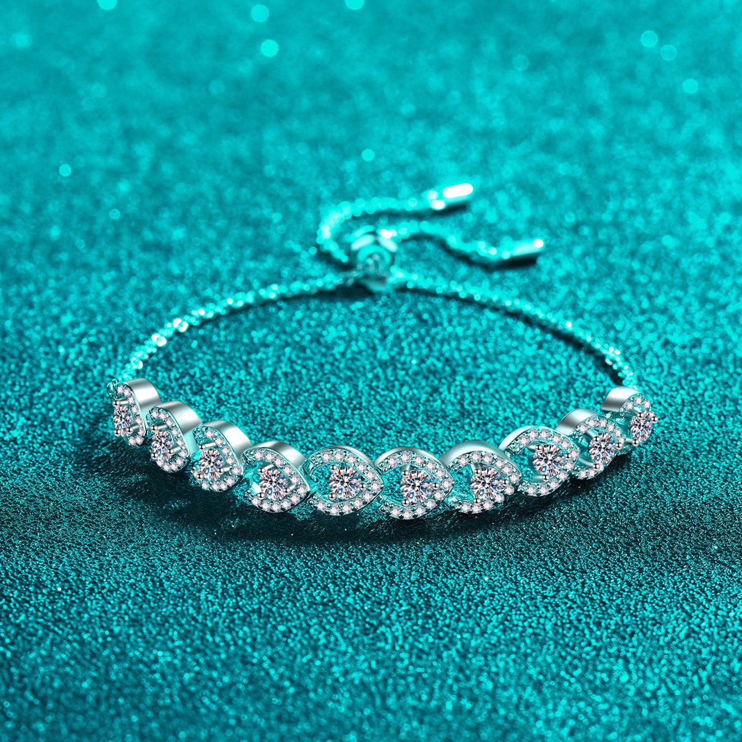 1 Carat Moissanite 925 Sterling Silver Bracelet. Silver.