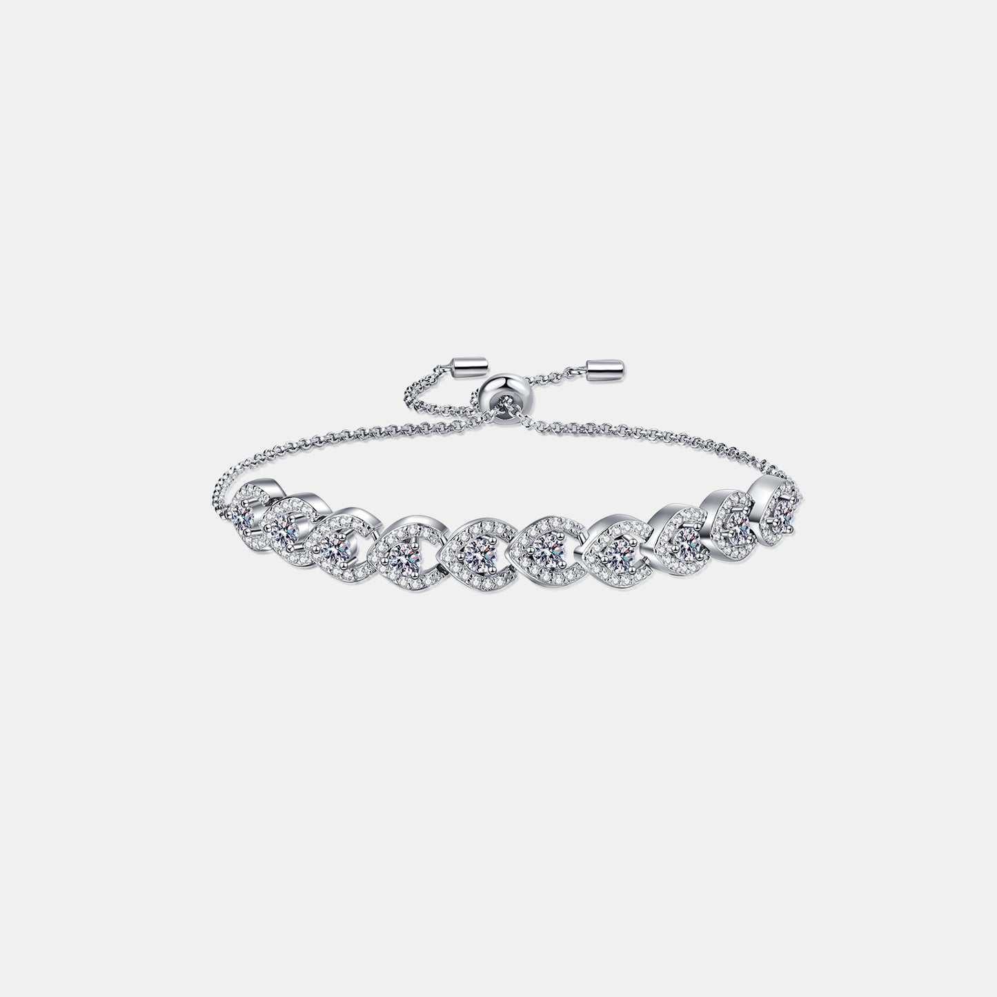 1 Carat Moissanite 925 Sterling Silver Bracelet. Silver.