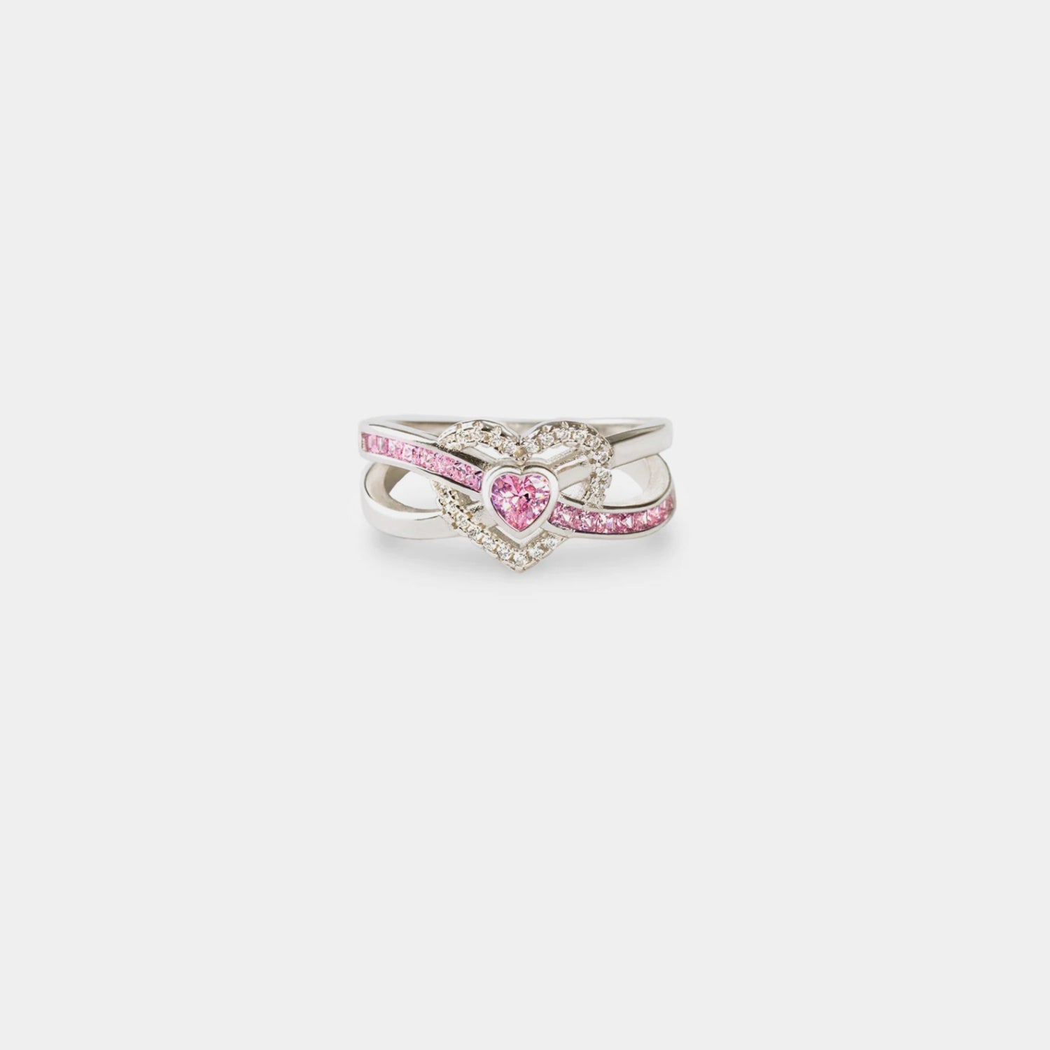 Heart Shape Zircon Sterling Silver Ring. Silver