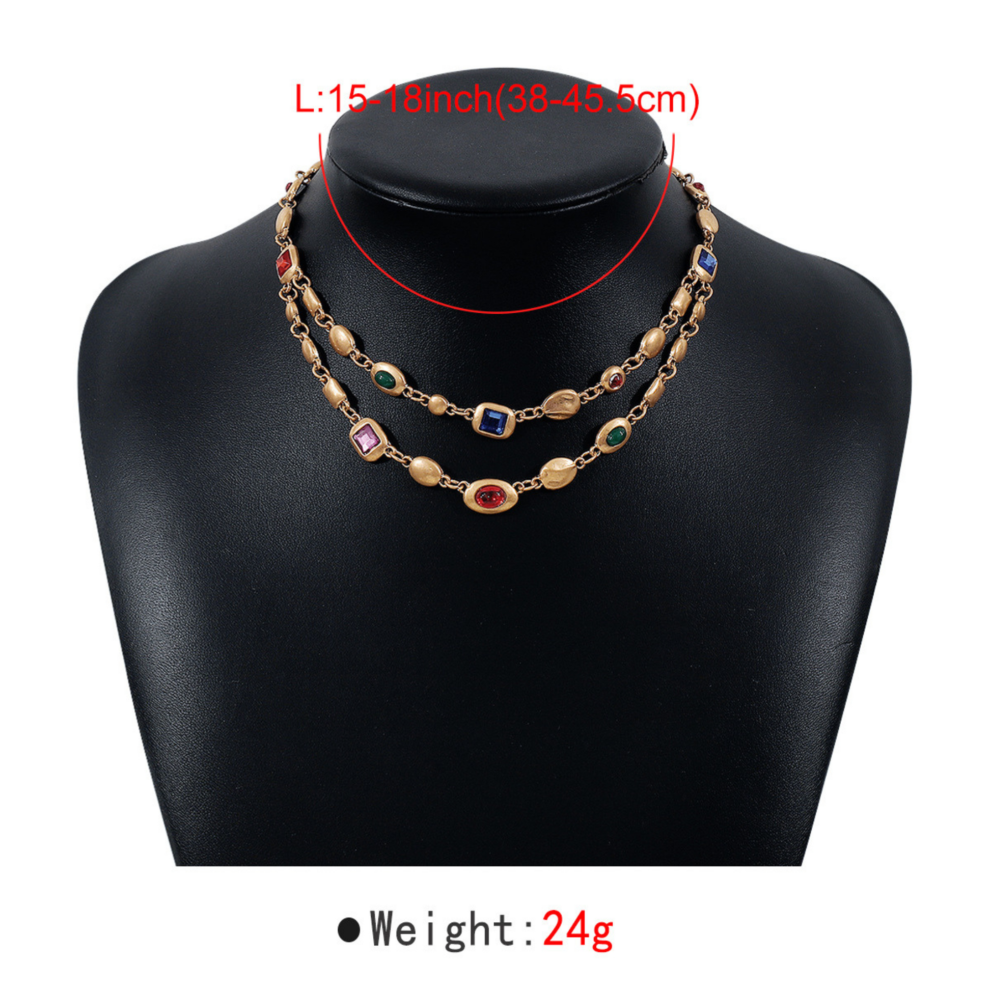 Ethnic Double-Layer Necklace. Product size.