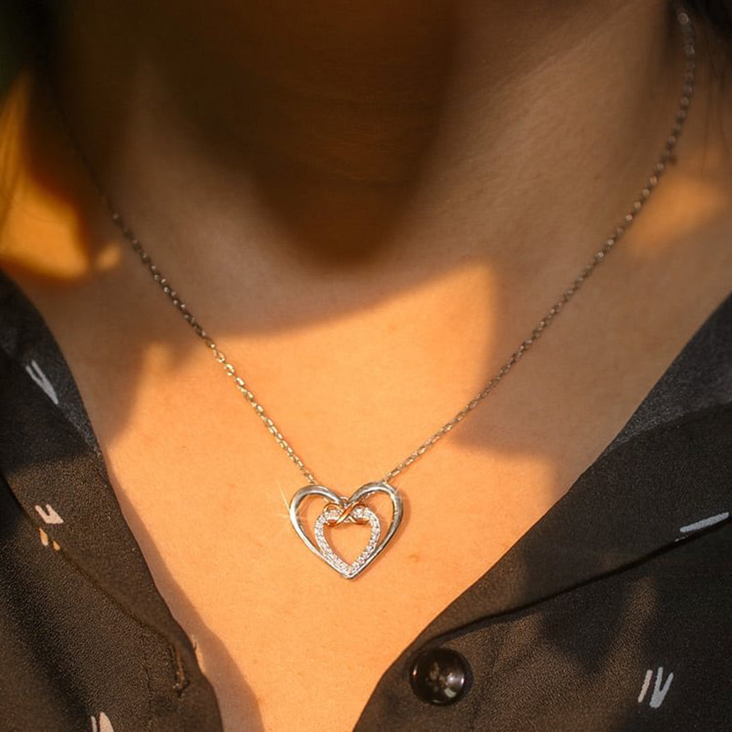 Heart Shape Sterling Silver Necklace.