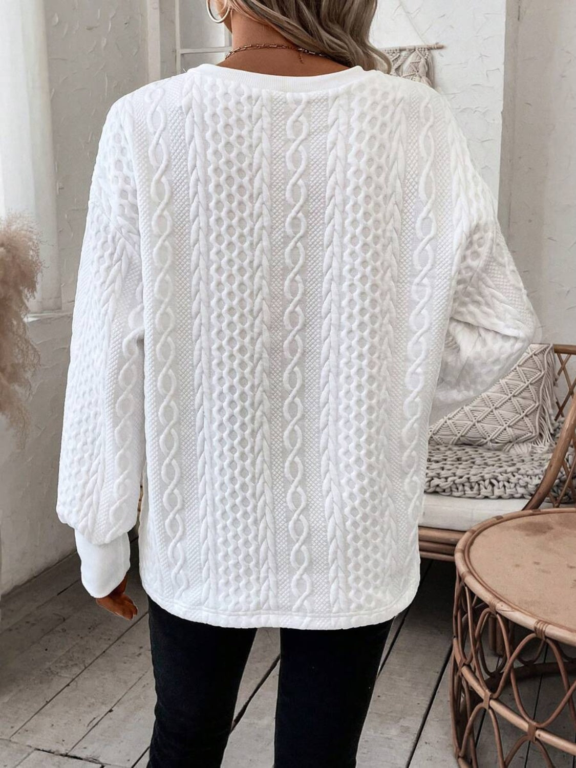 Stylish V-Neck Sweatshirt. White