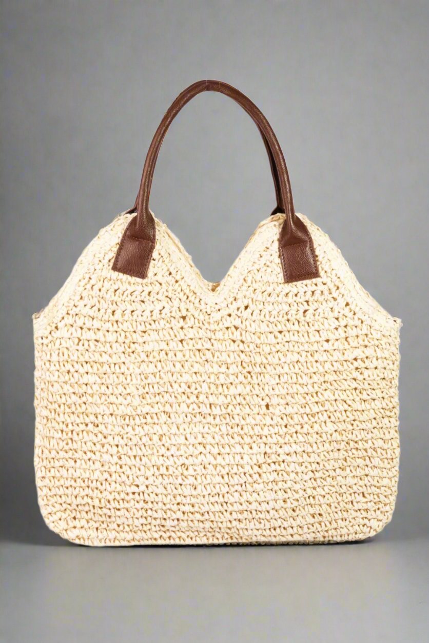 Straw Braided Shoulder Bag. IV Color.