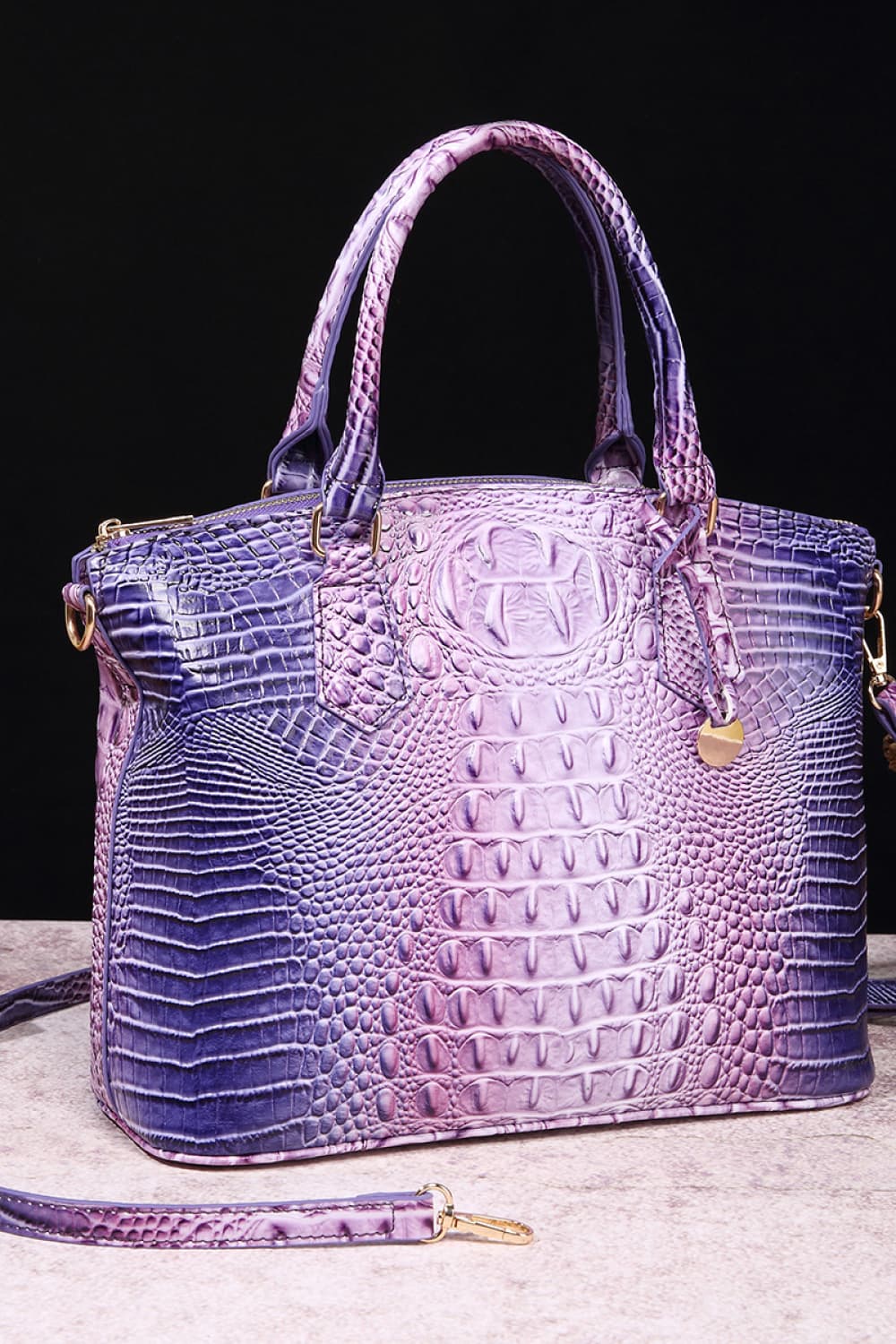 Gradient PU Leather Handbag. Eletric Purple.