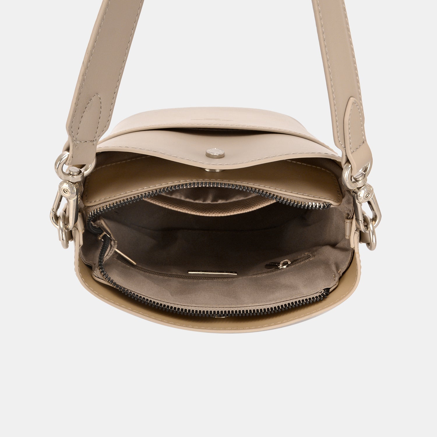 David Jones Leather Shoulder Bag. Gravel