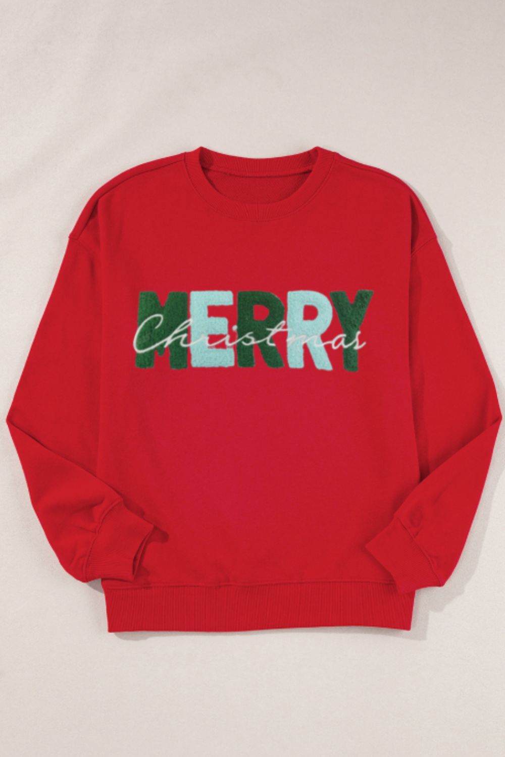 Merry Christmas Contrast Sweatshirt. Red.