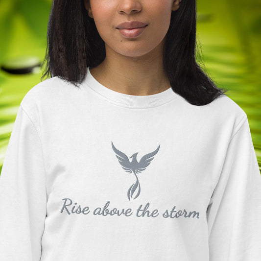 Rise Above the Storm Sweatshirt. White.