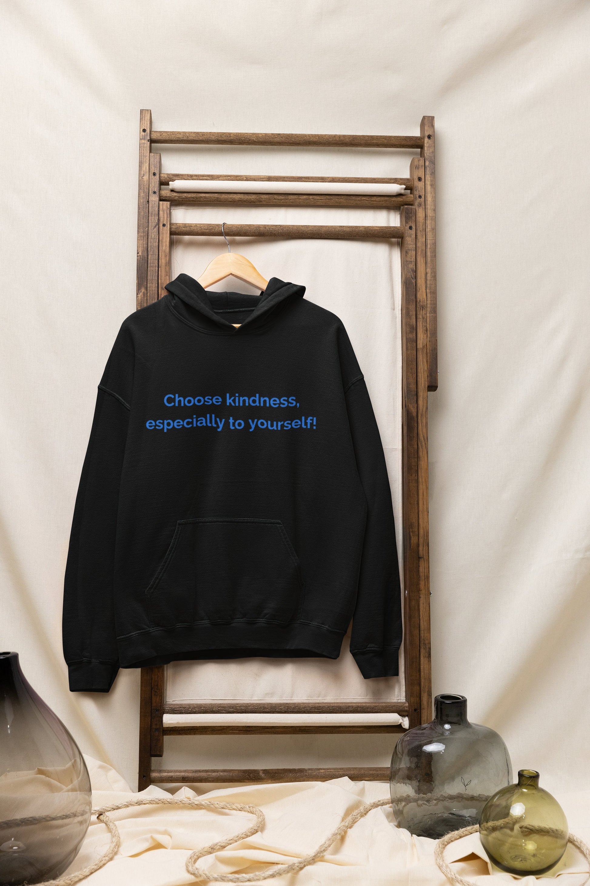 Women's Embroidered Hoodie. Black.