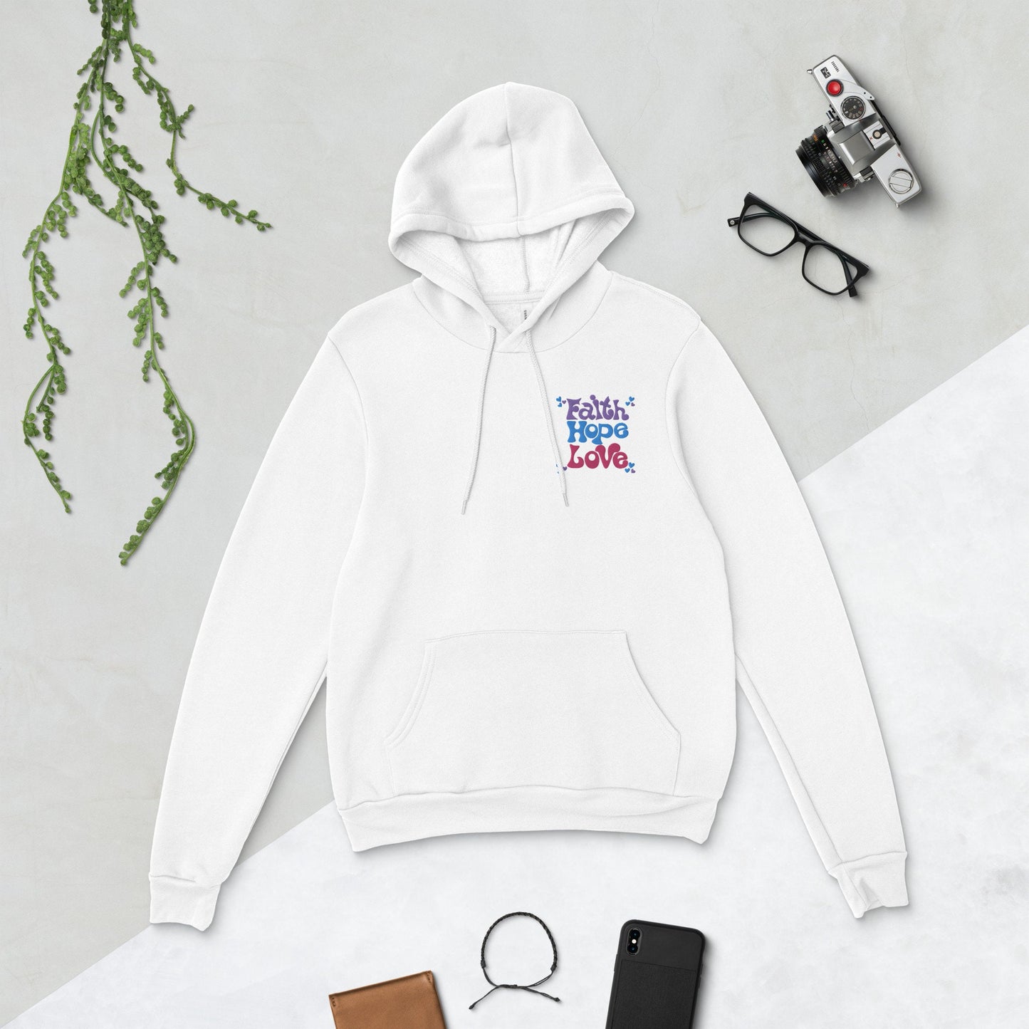 Women's Embroidered Design Hoodie. White.