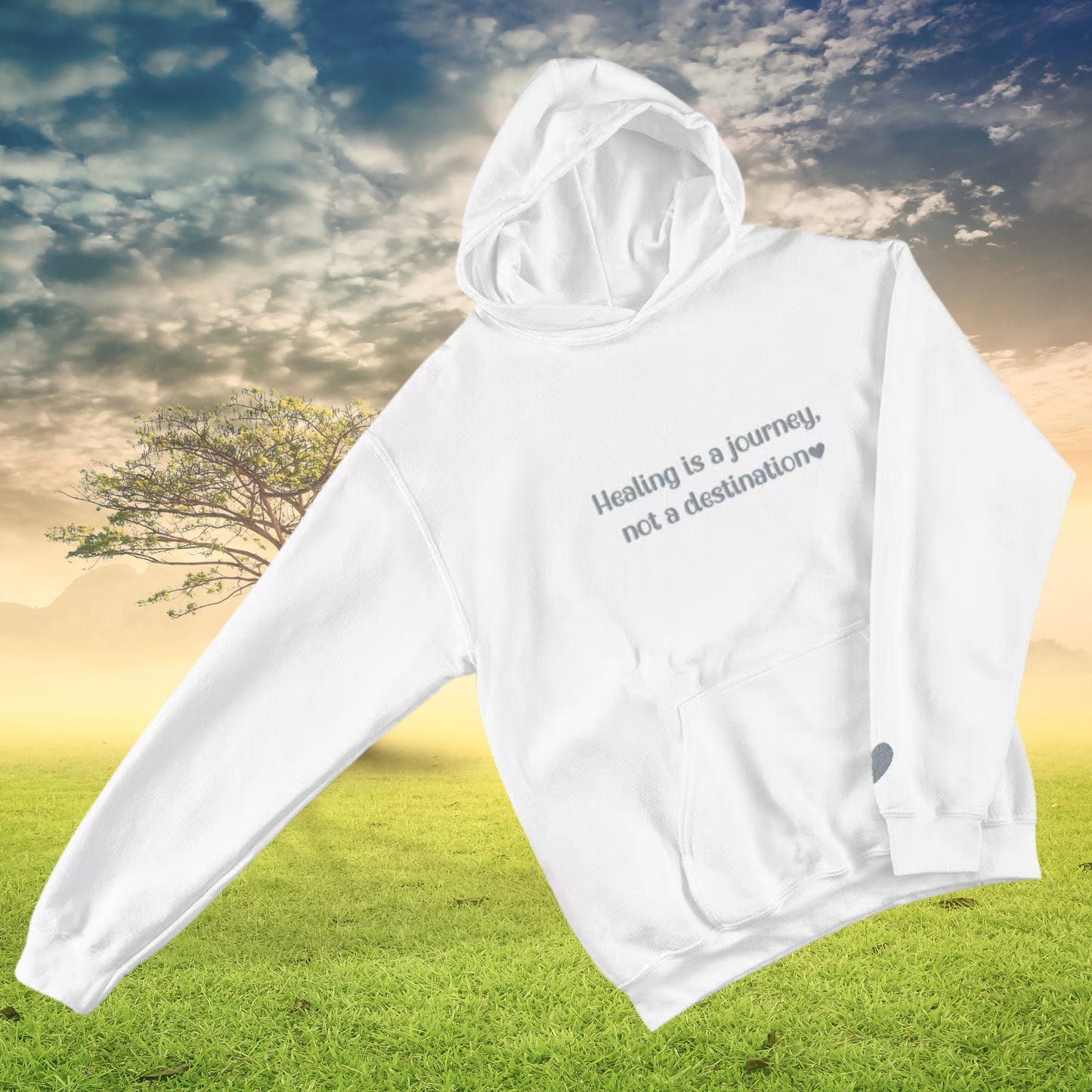 Women's Embroidered Hoodie. White.