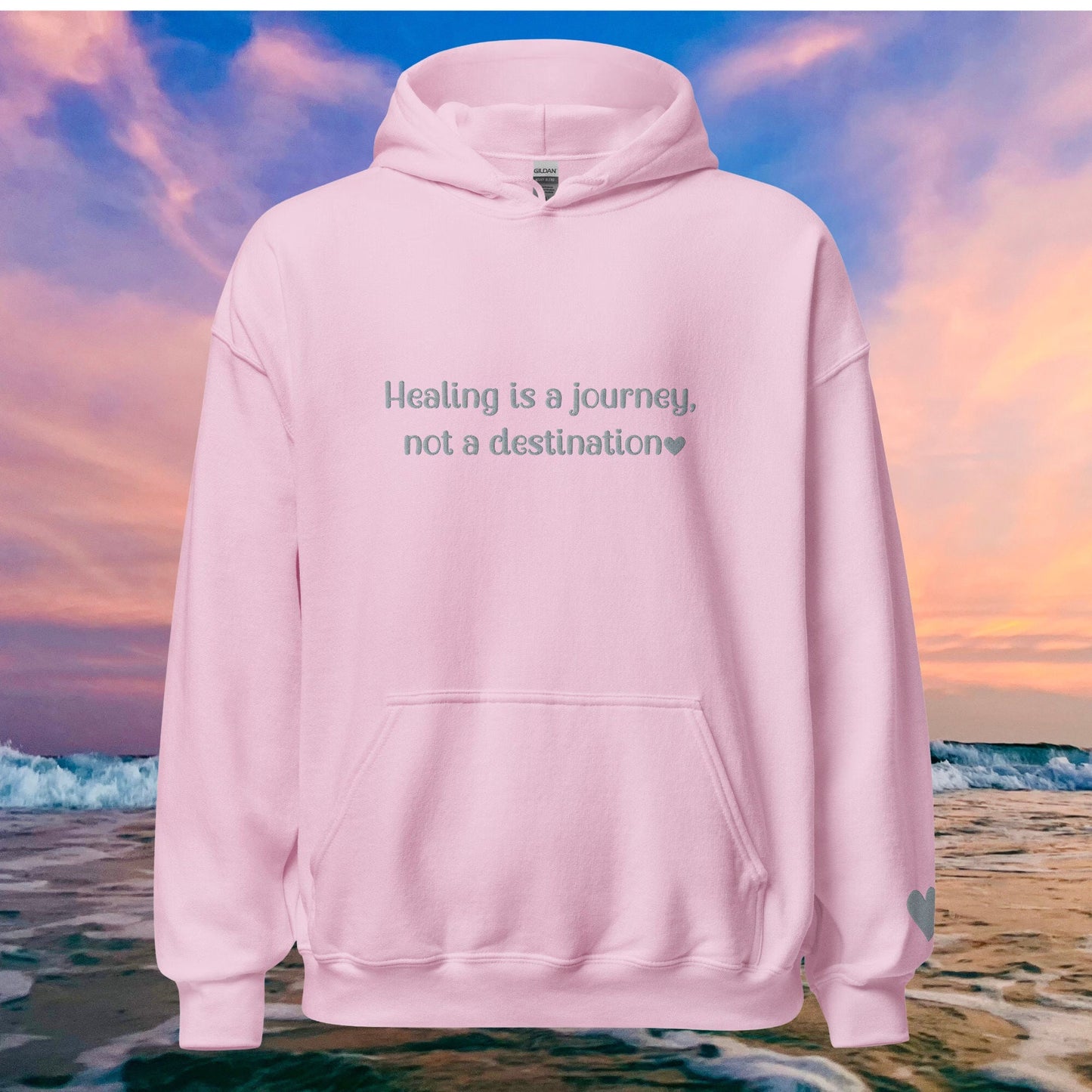 Women's Embroidered Hoodie. Pink.